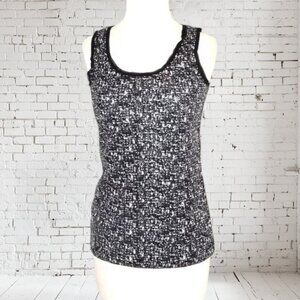 Ann Taylor Clear Sequin Tank Top Black White Dress Casual